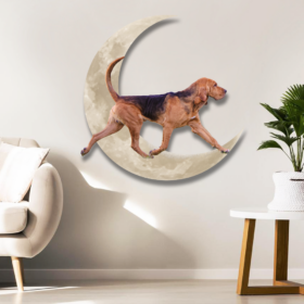 Custom Bloodhound Dog On The Moon Hanging Metal Sign QNK879V75