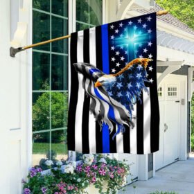 The Thin Blue Line. Police. Law Enforcement American Eagle Flag THB3482Fv1
