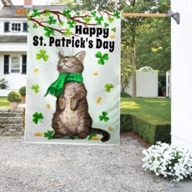 Happy St. Patrick's Day Cat Flag TQN873F