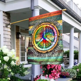 Imagine All The People Living Life In Peace. Hippie Flag TPT255F