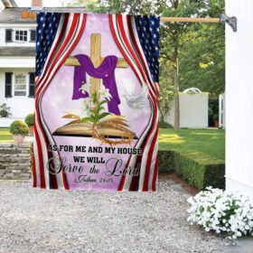 Jesus Cross American Easter Flag As For Me And My House We Will Serve The Lord Flag TPT565F