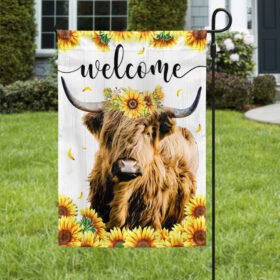 Highland Cattle Flag Highland Cow Sunflowers Welcome TQN1061F