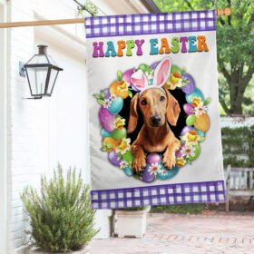 Dachshund Dog Happy Easter Flag TQN985Fv2