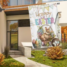 Happy Easter Bunny Eggs Flag TQN1023F