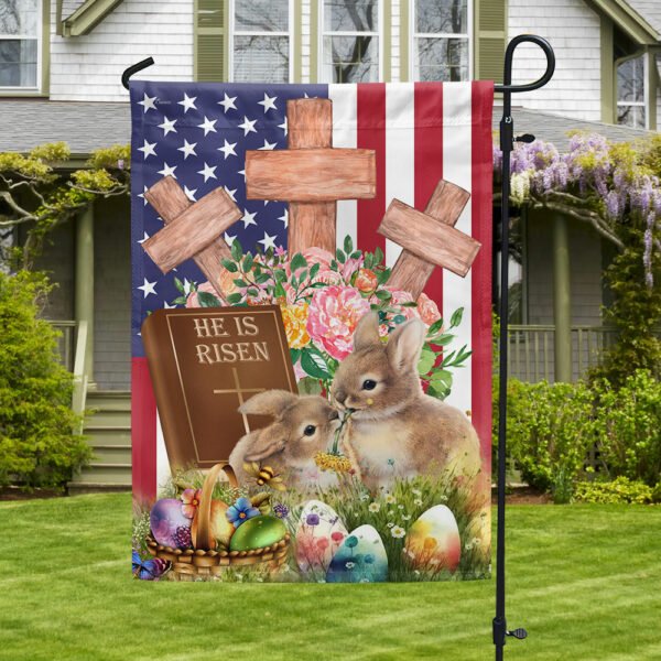 Easter Rabbit Bunny Flag He Is Risen Easter Day American Flag MLN1117F