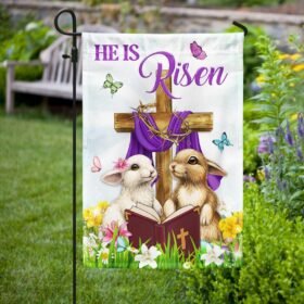 Easter Flag He Is Risen Bunny Cross Christian TQN959F