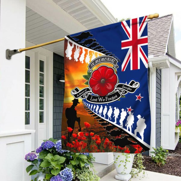 Lest We Forget. Poppy Veteran Anzac Day. New Zealand Flag TPT693F