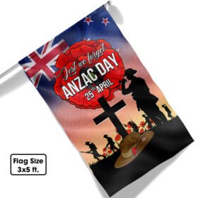 ANZAC Day Flag New Zealand Lest We Forget 25th April TQN1033F