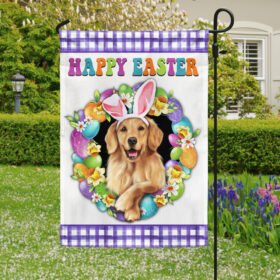 Golden Retriever Dog Happy Easter Flag TQN985Fv1