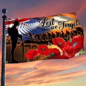 Lest We Forget, New Zealand Anzac Day Veteran Grommet Flag TPT674GF