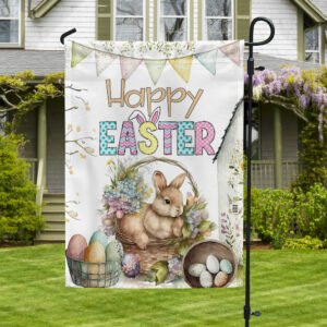 Happy Easter Bunny Eggs Flag TQN1023F