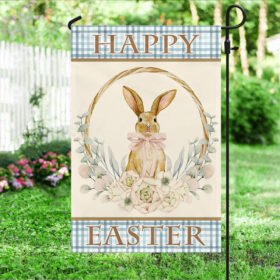 Bunny Easter Flag Floral Bunny Wreath TQN1060F