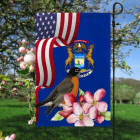 Michigan State Robin Bird and Apple Blossom Flower Flag MLN1141Fv13