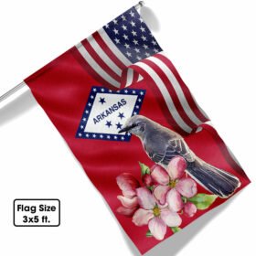 Arkansas State Apple Blossom Flower and Mockingbird Flag MLN1141Fv16