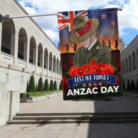 Anzac Day New Zealand Poppy Lest We Forget Flag MLN1180F