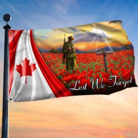Remembrance Day In Canada Grommet Flag Lest We Forget Poppy Day TQN1159GF