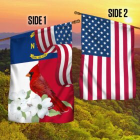 North Carolina State Cardinal and Dogwood Flower Two-Sided Flag MLN1258Fv4