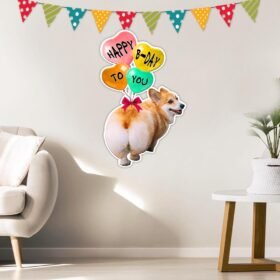 Corgi Dog Happy Birthday To You Hanging Metal Sign TQN821MS