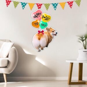 Corgi Dog Happy Birthday To You Hanging Metal Sign TQN821MS