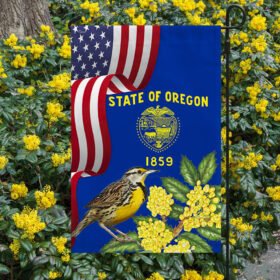 Oregon State Meadowlark Bird and Oregon Grape Flower Flag MLN1141Fv35