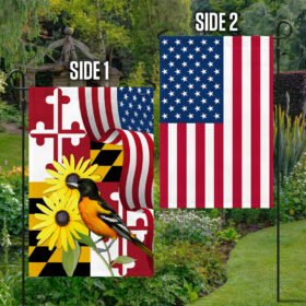 Maryland Black-eyed Susan Flower and Baltimore Oriole Bird Two-Sided Flag MLN1258Fv2