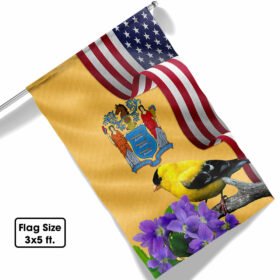 New Jersey State Eastern Goldfinch Bird and Purple Violet Flower Flag MLN1141Fv19