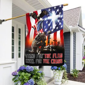 Memorial Day Veteran Stand For The Flag Kneel For The Cross Flag MLN1176F