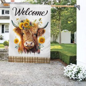 Highland Cow Flag Highland Cattle Sunflowers Welcome TQN1109F