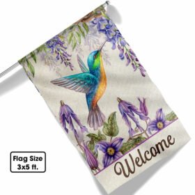Hummingbird Flower Welcome Flag TQN1104F