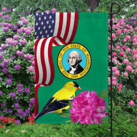Washington State Willow Goldfinch Bird and Rhododendron Flower Flag MLN1141Fv39