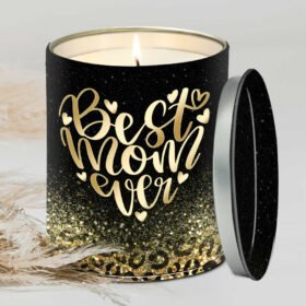Best Mom Ever Leopard Candle Lemongrass 10oz Tin Candle