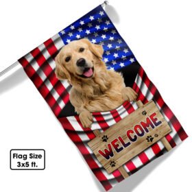 Golden Retriever Dog Welcome 4th Of July American Flag TQN1135Fv2