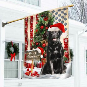 Black Labrador Retriever Dog Christmas American Flag QNN556FV3