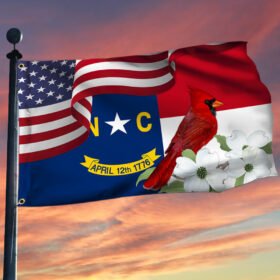 North Carolina State Cardinal and Dogwood Flower Grommet Flag MLN1141GFv4