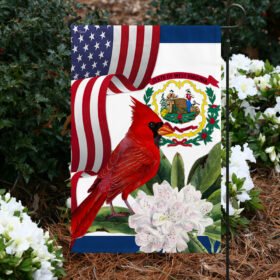 West Virginia Cardinal and Rhododendron Flower Flag MLN1141Fv3