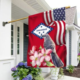 Arkansas State Apple Blossom Flower and Mockingbird Flag MLN1141Fv16