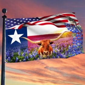 Texas Longhorns Bluebonnets Mockingbird, Texas Flag TPT767GF