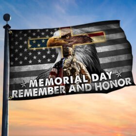 Memorial Day Remember and Honor Veteran American Eagle Grommet Flag TPT725GF