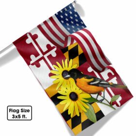 Maryland Black-eyed Susan Flower and Baltimore Oriole Bird Two-Sided Flag MLN1258Fv2