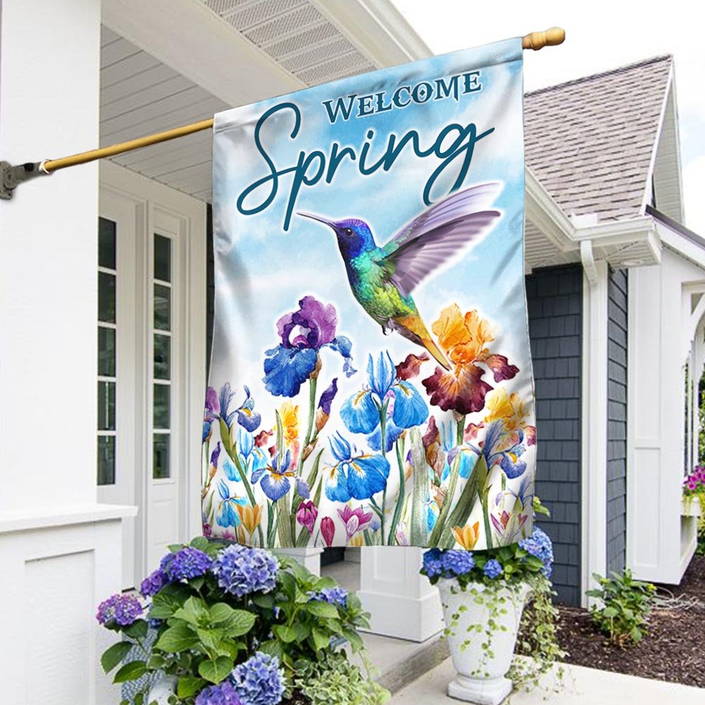 Welcome Spring Hummingbird Flag TPT764F - Flagwix