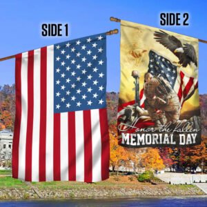 Memorial Day. Remember and Honor Veteran American Eagle Two-Sided Flag TPT787F