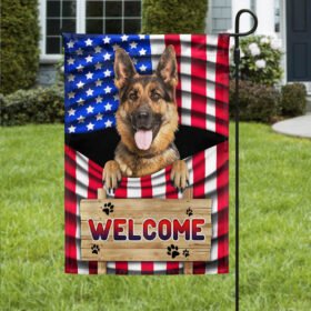 German Shepherd Dog Welcome American Flag TQN1135F