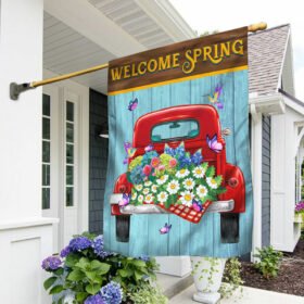 Welcome Spring, Red Truck Wild Flower Spring Flag TPT765F