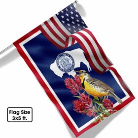 Wyoming Meadowlark Bird and Indian Paintbrush Flower Flag MLN1141Fv6