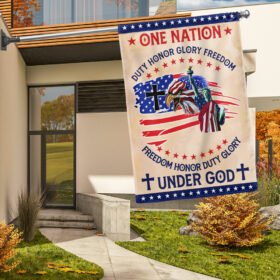 Patriot Eagle One Nation Under God Duty Honor Glory Freedom Flag MLN1429F