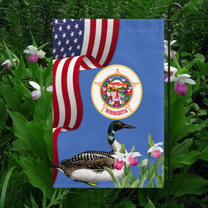 Minnesota State Lady's Slipper Flower and Loon Flag MLN1141Fv42