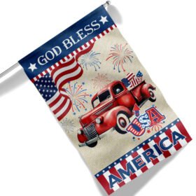 Patriotic Red Truck God Bless America Flag MLN1425F