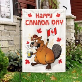 Funny Beaver Happy Canada Day Flag TQN1215F