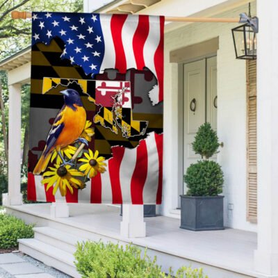 Maryland Flag Baltimore Oriole And Black-eyed Susan, Maryland US Flag TPT766F