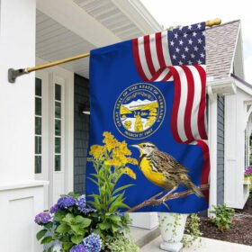 Nebraska State Meadowlark Bird and Goldenrod Flower Flag MLN1141Fv46